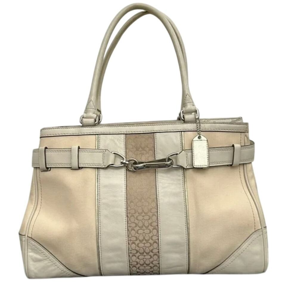 Vintage Coach Hampton Stripe Leather Shoulder Bag
